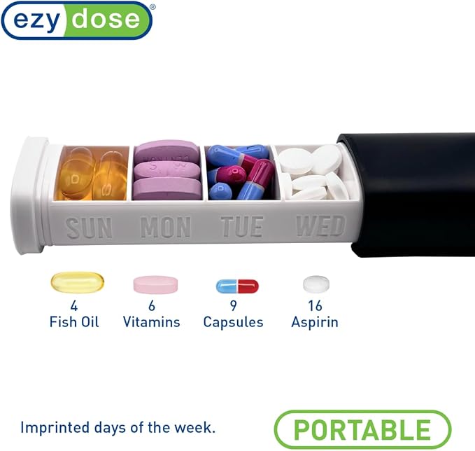 EZY DOSE Slide Pill Organizer, BPA-Free Medication Storage Case - Image 2