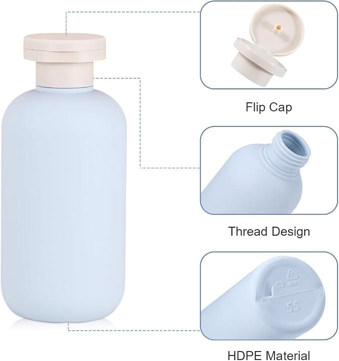 6.8 oz Plastic Travel Shampoo Bottles, Refillable Flip Cap Squeeze Bottles - Image 3