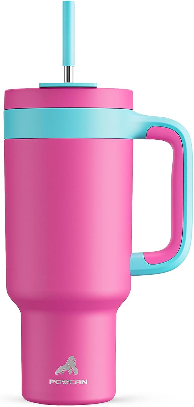 POWCAN 40 oz Tumbler with Handle, 2-in-1 Straw and Sip Lid, Dishwasher Safe by POWCAN