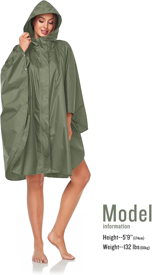 SaphiRose Unisex Rain Poncho Hooded Waterproof Raincoat - Image 4