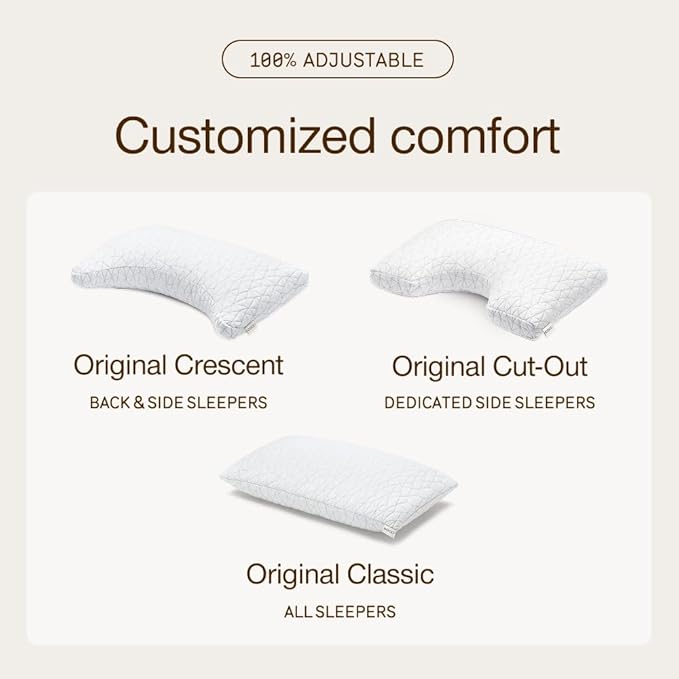 Coop Home Goods Original Crescent Adjustable Pillow, Queen Bed Pillows - Image 9