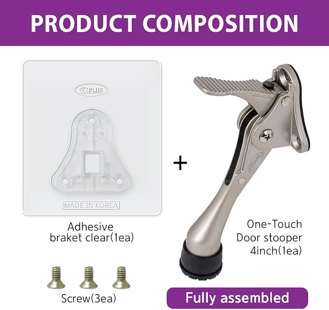 Door Stopper with Adhesive Bracket Stickers, No Drilling or Tools Needed - Image 4
