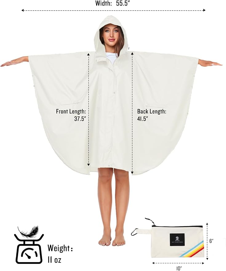 SaphiRose Unisex Rain Poncho Hooded Waterproof Raincoat - Image 6