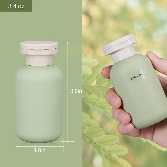 3.4 oz Plastic Small Travel Shampoo Bottles, Refillable Flip Cap Squeeze Bottles - Image 2
