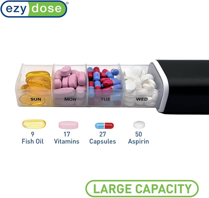 EZY DOSE Slide Pill Organizer, Stylish Medication Storage Case - Image 2