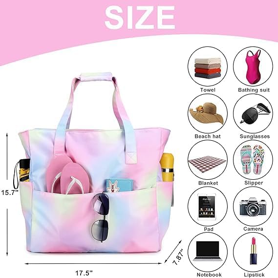 Beach Pool Bags Tote for Women Ladies Large Gym Tote Carry On Bag - Image 4