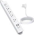 TROND Flat Plug Power Strip USB-5ft Flat Extension Cord Surge Protector Wall by TRONDOfficial