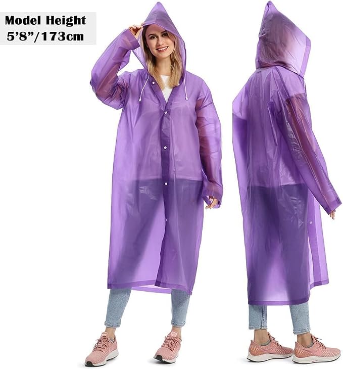 Opret 2 Pack Raincoats for Adults Reusable, EVA Rain Ponchos Lightweight Rain - Image 6