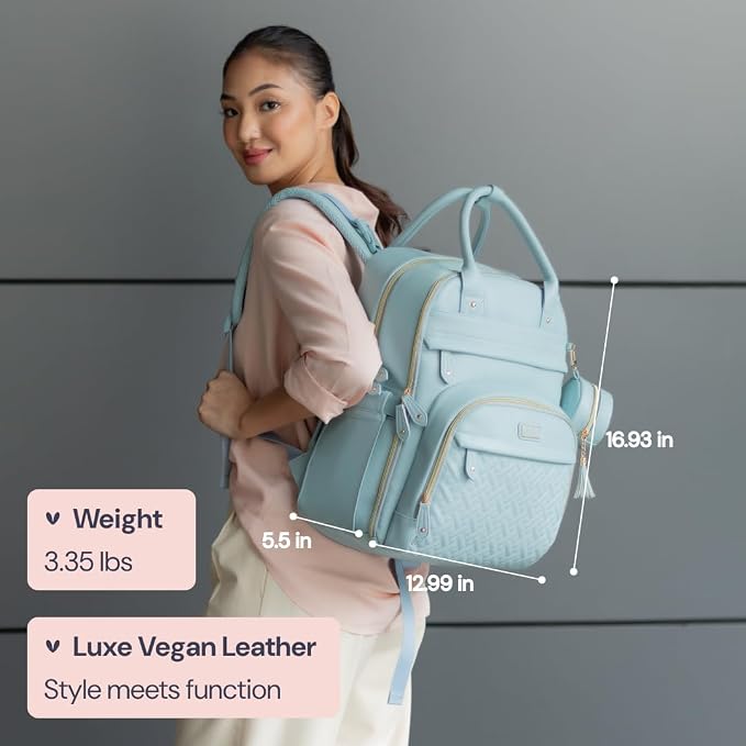 BabbleRoo Leather Diaper Bag Backpack - Image 3