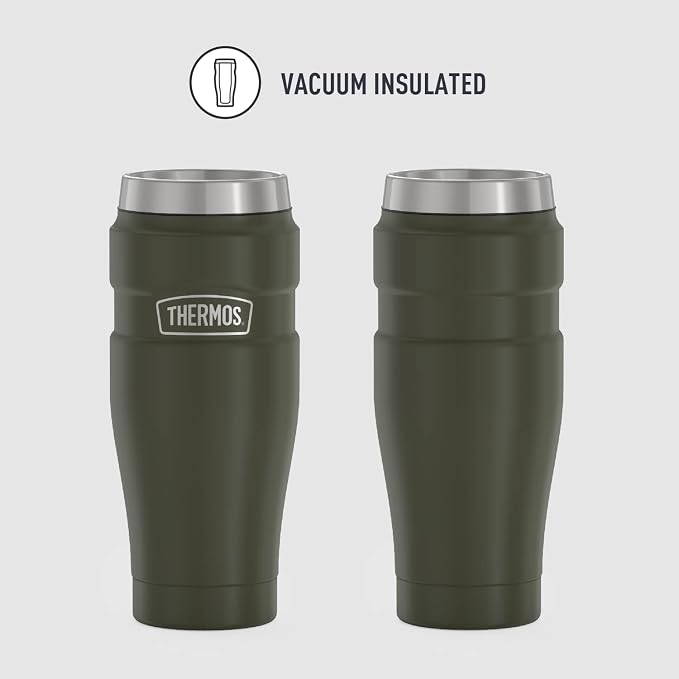 THERMOS Stainless King Vacuum-Insulated Travel Tumbler, 16 Ounce, Army Green - Image 2