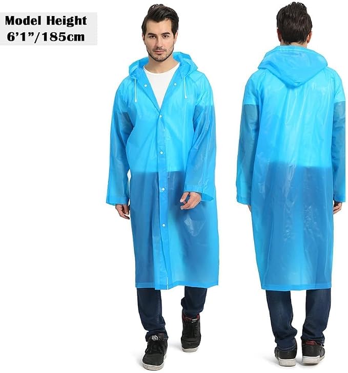 Opret 2 Pack Raincoats for Adults Reusable, EVA Rain Ponchos Lightweight Rain - Image 6