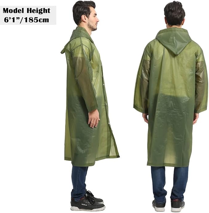 Opret 2 Pack Raincoats for Adults Reusable, EVA Rain Ponchos Lightweight Rain - Image 5