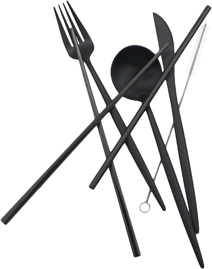 Gugrida Reusable Travel Utensils, 7 Piece Portable 304 Stainless Steel - Image 3