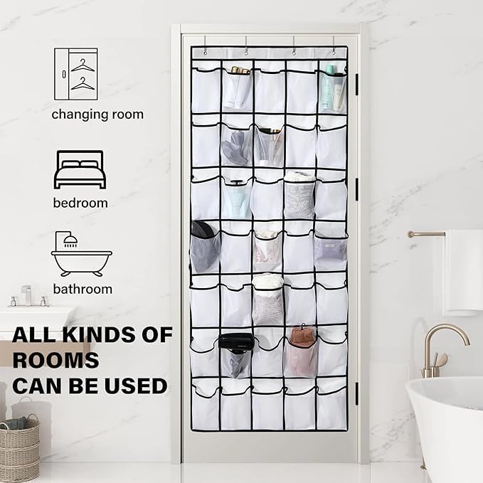 28 Mesh Pockets Hanging Shoe Organizer, Over the Door Shoe Organizer，Closet - Image 7