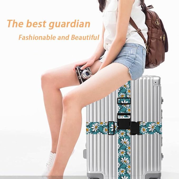 White Daisy Luggage Straps for Suitcases TSA Approved, Luggage Identifiers for - Image 6