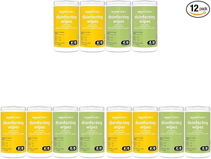 Amazon Basics Disinfecting Wipes, Lemon & Fresh Scent, by AmazonBasics