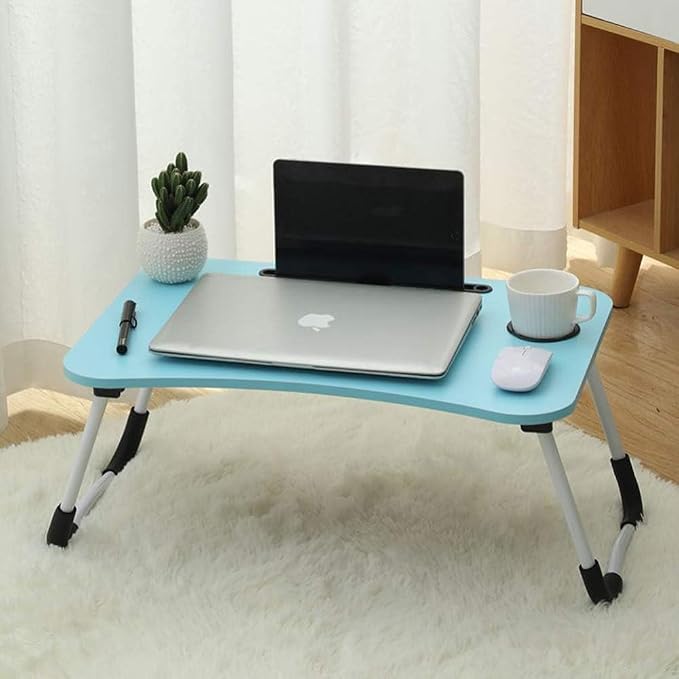 Lap Desk with Storage Drawer, Cup and Tablet Holder, Bed Tray Table, Foldable - Image 4