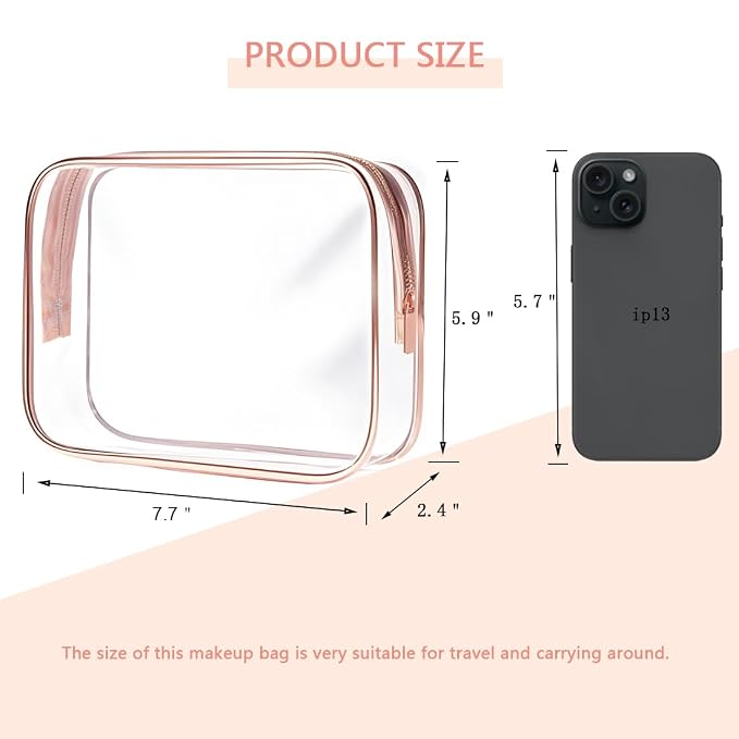 Clear Toiletry Bag, 3 Packs TSA Approved Water resistant Travel Organizer - Image 4