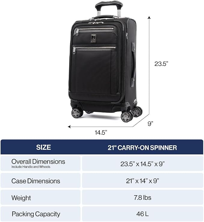 Travelpro Platinum Elite Softside Expandable Carry on Luggage, 8 Wheel Spinner - Image 6