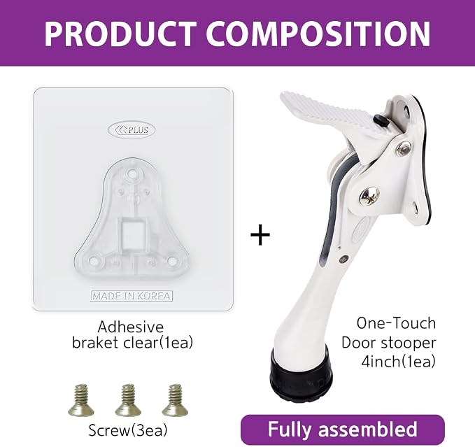 Door Stopper with Adhesive Bracket Stickers, No Drilling or Tools Needed - Image 6