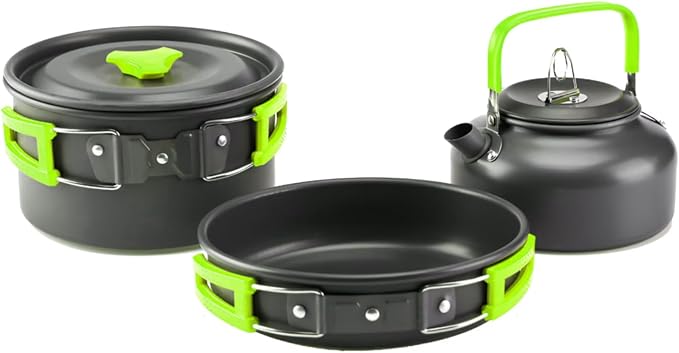aiGear Camping Cookware Mess Kit, Non-Stick Camping Pan Pot Kettle, Lightweight by aiGear