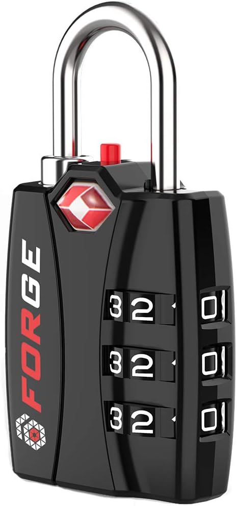 Forge Luggage Locks TSA Approved Black 1 Lock, Small Combination Lock by Forge