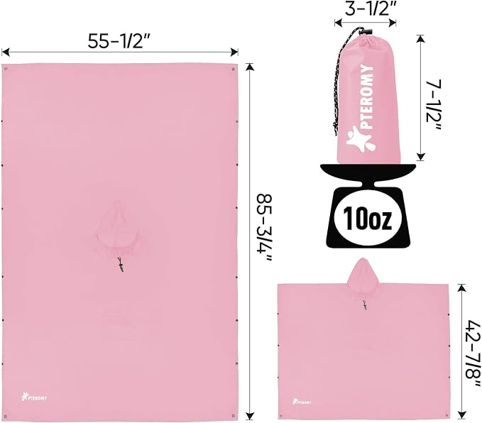 PTEROMY Hooded Rain Poncho for Adult - Image 7