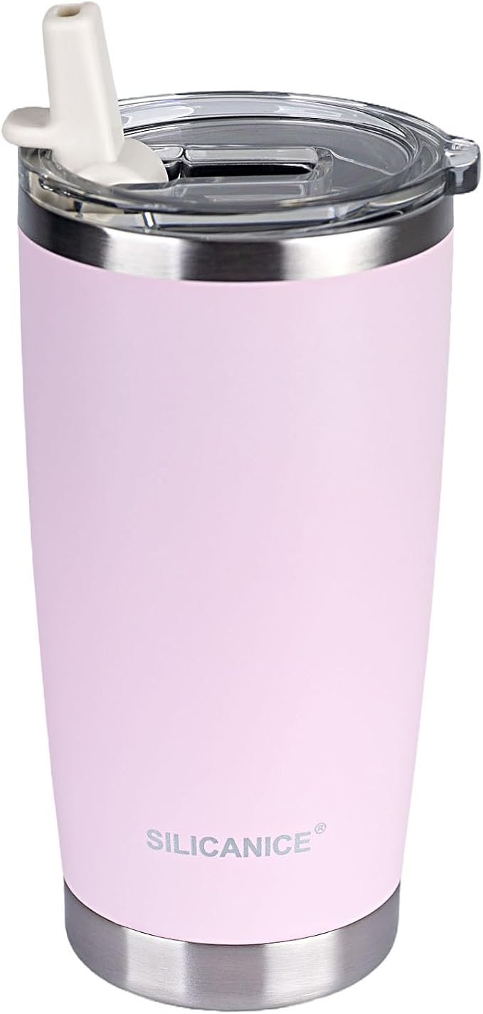 Light Pink 20 oz Stainless Steel Vacuum Insulated Tumbler by Patent-pendingstraw1secondoff1secondon3-secondclean
