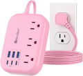 6 USB Pink Power Strip- 5Ft Pink Extension Cord by Beeiker