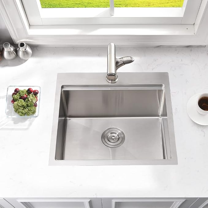 Bar Sink Drop In Workstation-Bokaiya 21x20 Small Drop In Kitchen Sink Stainless - Image 4