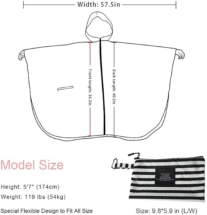 Rain Poncho Jacket Coat Hooded Zipper Style - Image 4