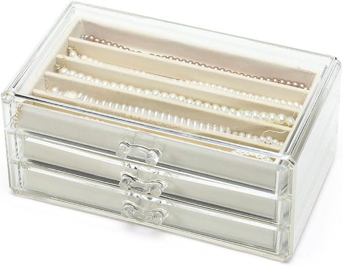 Necklace Organizer Box with Clear Lid, Dustproof Velvet Jewelry Holder Storage - Image 8