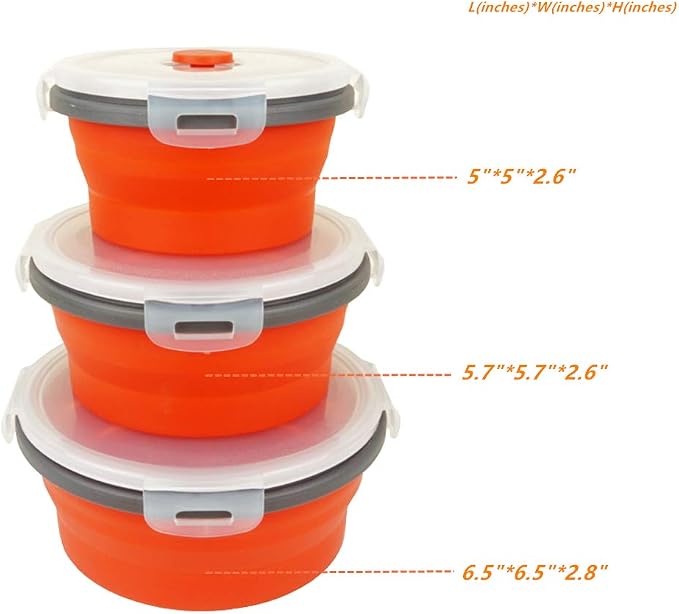 CARTINTS Red Silicone Collapsible Food Storage Containers-Prep/Storage Bowls - Image 2