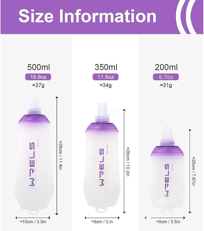 200ml/350ml/500ml Collapsible Soft Flask, BPA Free Folding Soft Water Bottle - Image 2