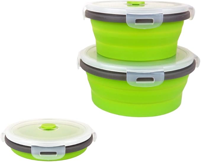 CARTINTS Green Silicone Collapsible Food Storage Containers-Prep/Storage Bowls - Image 6