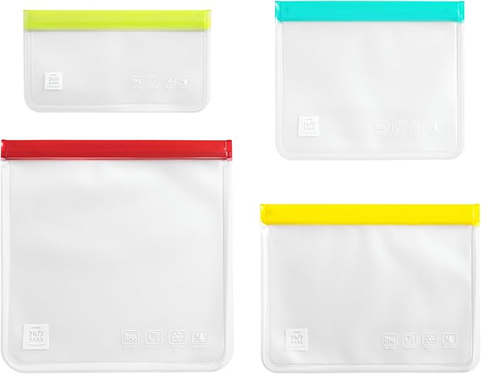 12 Pack Variety Reusable Food Storage Bags, Food Grade Silicone PEVA Material - Image 3