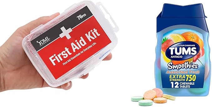 DMI 76-Piece First Aid Kit and TUMS 12 Count Smoothies Extra Strength 750mg by DMI