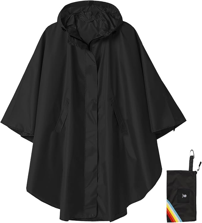 SaphiRose Unisex Rain Poncho Hooded Waterproof Raincoat by SaphiRose