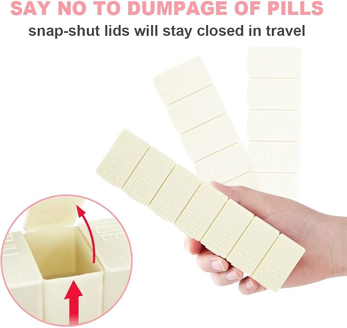 4Pack Weekly Pill Organizer, Small 7 Days Pill Cases Travel Daily Pill Box - Image 3
