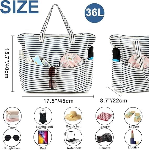 Beach Pool Bags Tote for Women Ladies Large Gym Tote Carry On Bag - Image 3