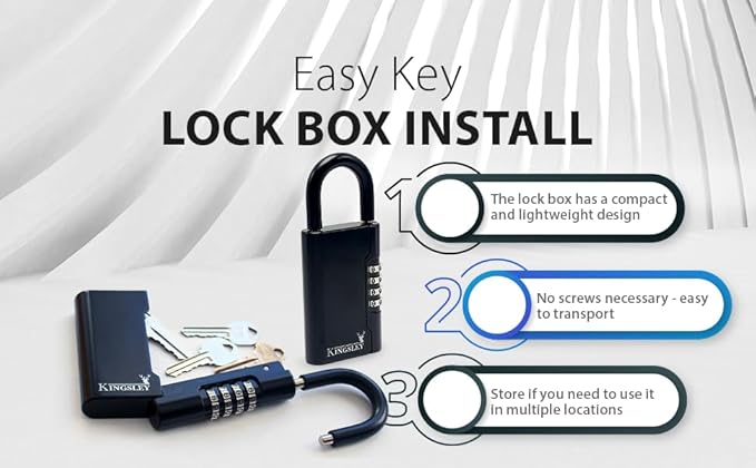 Kingsley Guard-a-Key Black Realtor's Lockbox Portable Resettable Hanging Key - Image 3