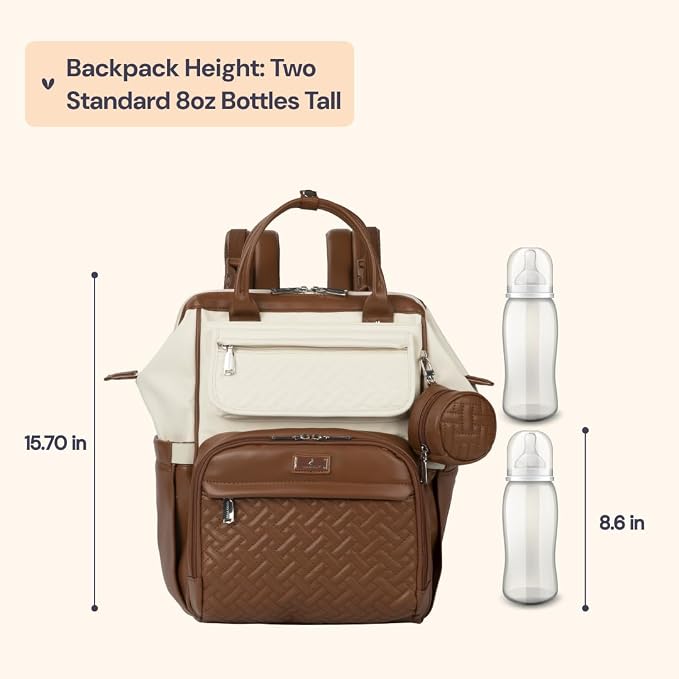 BabbleRoo Leather Diaper Bag Backpack, Unisex Stylish Travel Back Pack Nappy - Image 2