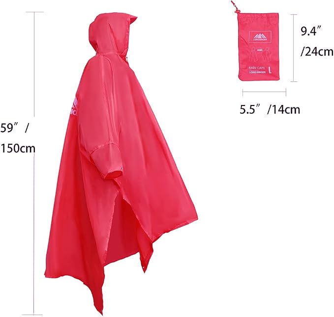 longsinger Rain Poncho for Adult, Waterproof Rain Poncho - Image 6