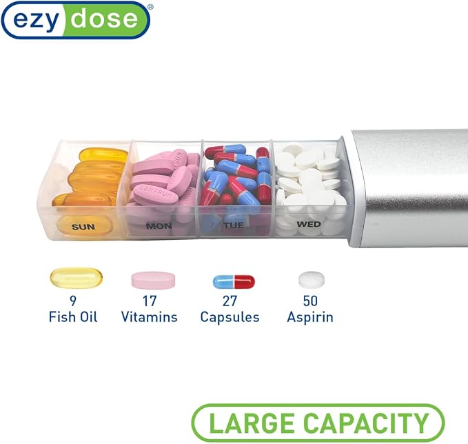 EZY DOSE Slide Pill Organizer, Stylish Medication Storage Case - Image 2