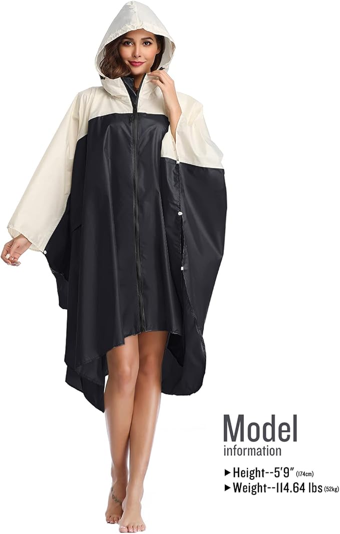 SaphiRose Unisex Rain Poncho Hooded Waterproof Raincoat - Image 2