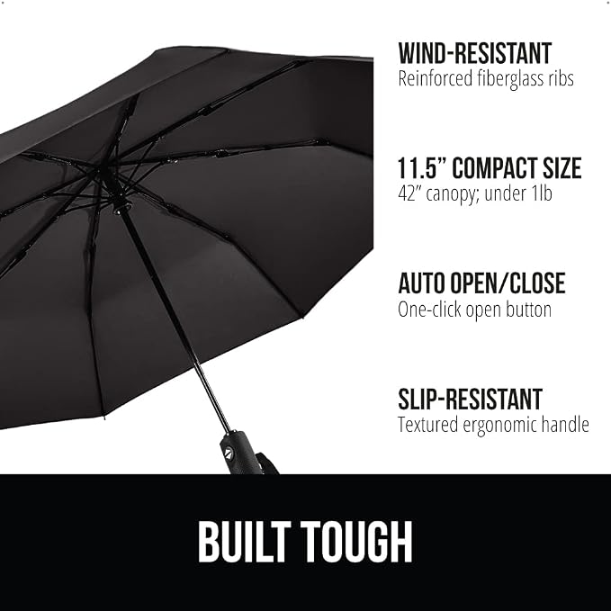 GORILLA GRIP Windproof Compact Stick Umbrella - Image 2