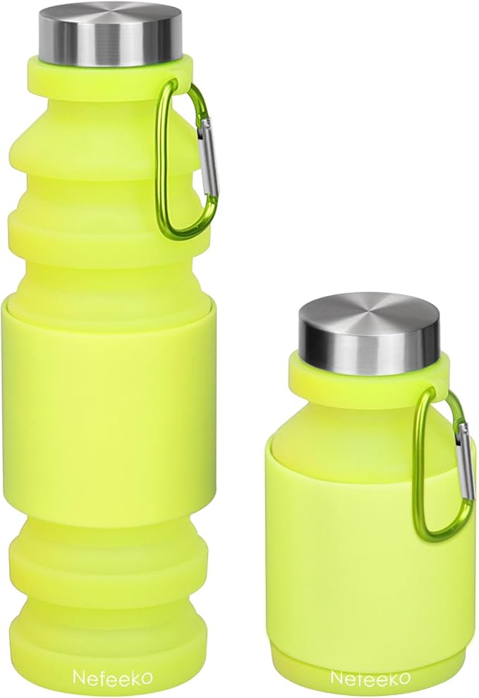 Nefeeko Collapsible Water Bottle, Reuseable BPA Free Silicone Foldable Water by Nefeeko