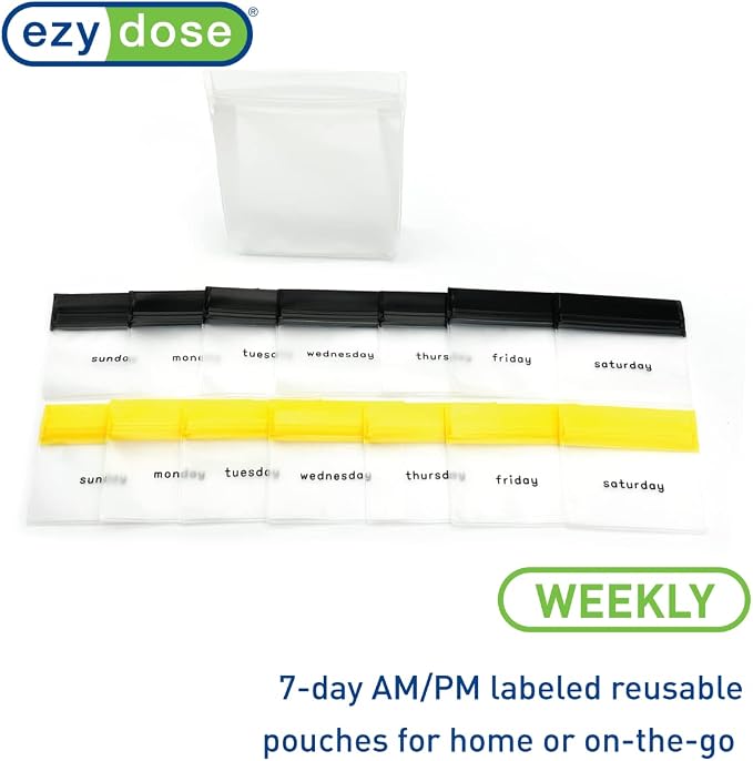 EZY DOSE Reusable 7-Day AM/PM Pill Pouch Set, Durable Multi-Purpose - Image 4