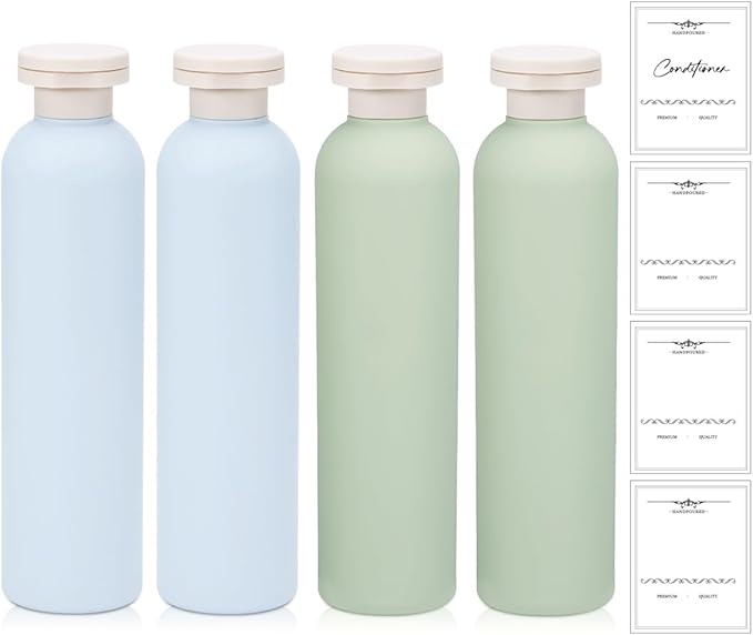 8.8 oz Plastic Travel Shampoo Bottles, Refillable Flip Cap Squeeze Bottles by UMETASS