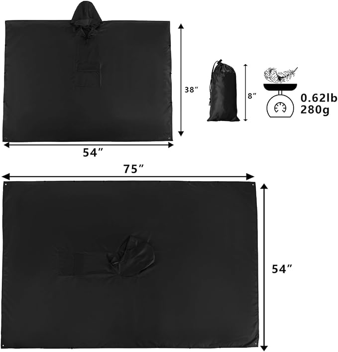 salamra Hooded Rain Poncho Waterproof Raincoat Jacket - Image 6